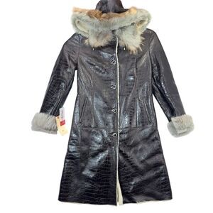 Vintage LaToria Women's  Real Lambskin‎ Leather Brown Long Coat  Size Large NWT